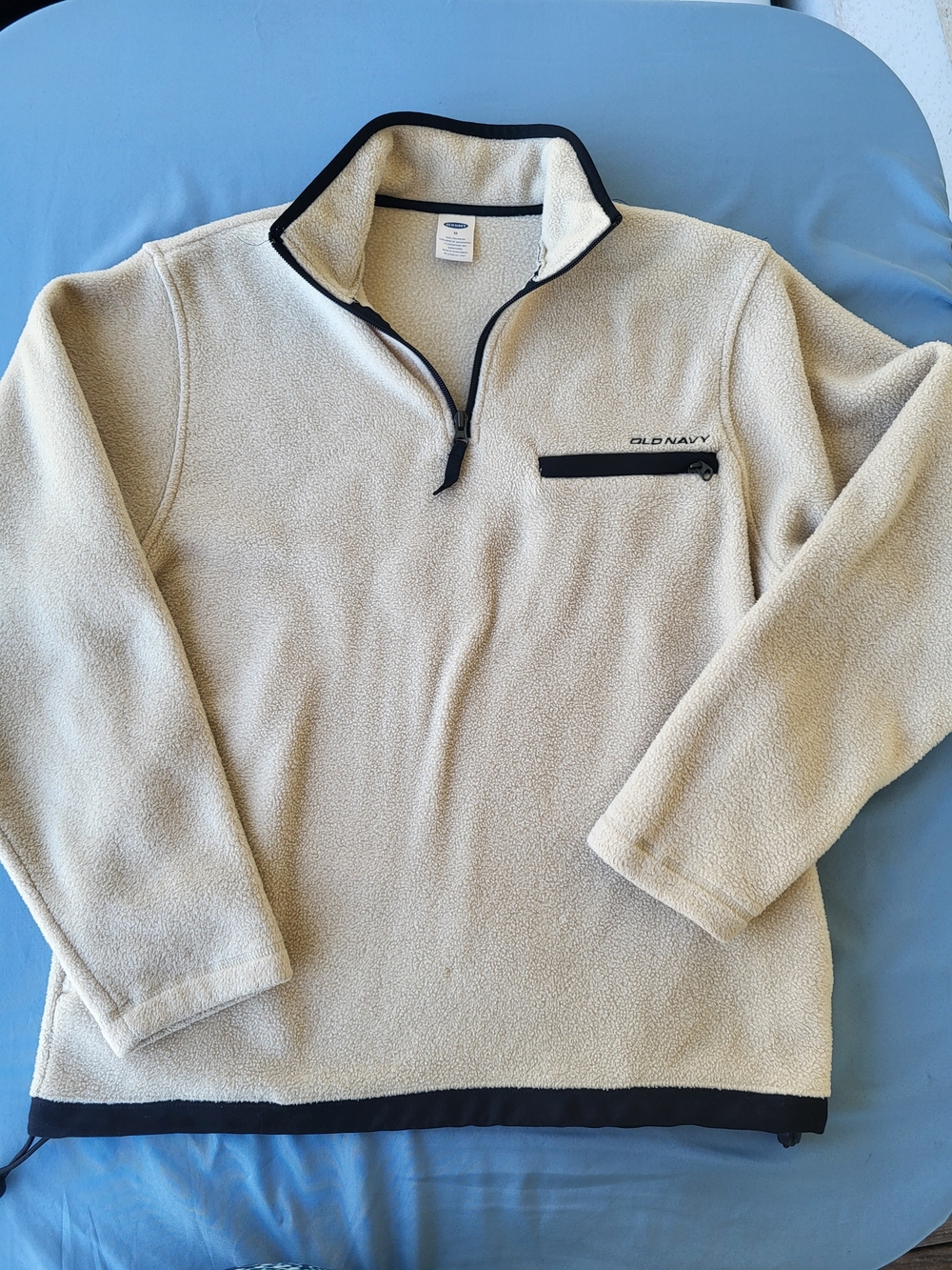 Old Navy Men's Size Medium Beige Quarter-Zip Polar Fleece Pullover